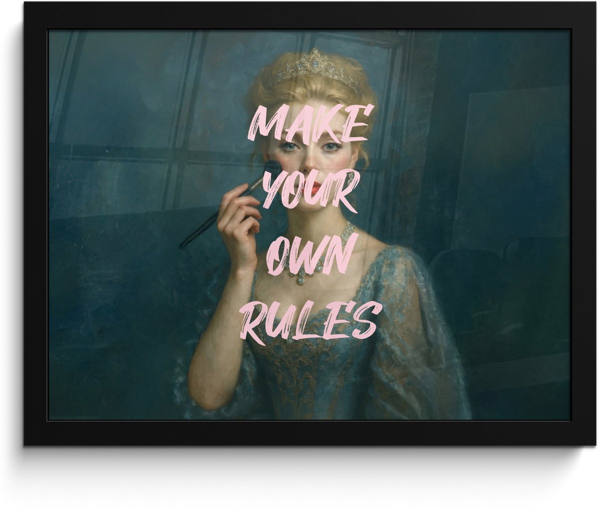 FrameYourWall Poster in lijst - Fotolijst 40x30 cm - Posters - Klassiek - Sierlijk - Roze - Posterlijst zwart - Decoratie - Wanddecoratie woonkamer - Muurdecoratie slaapkamer Make your own rules