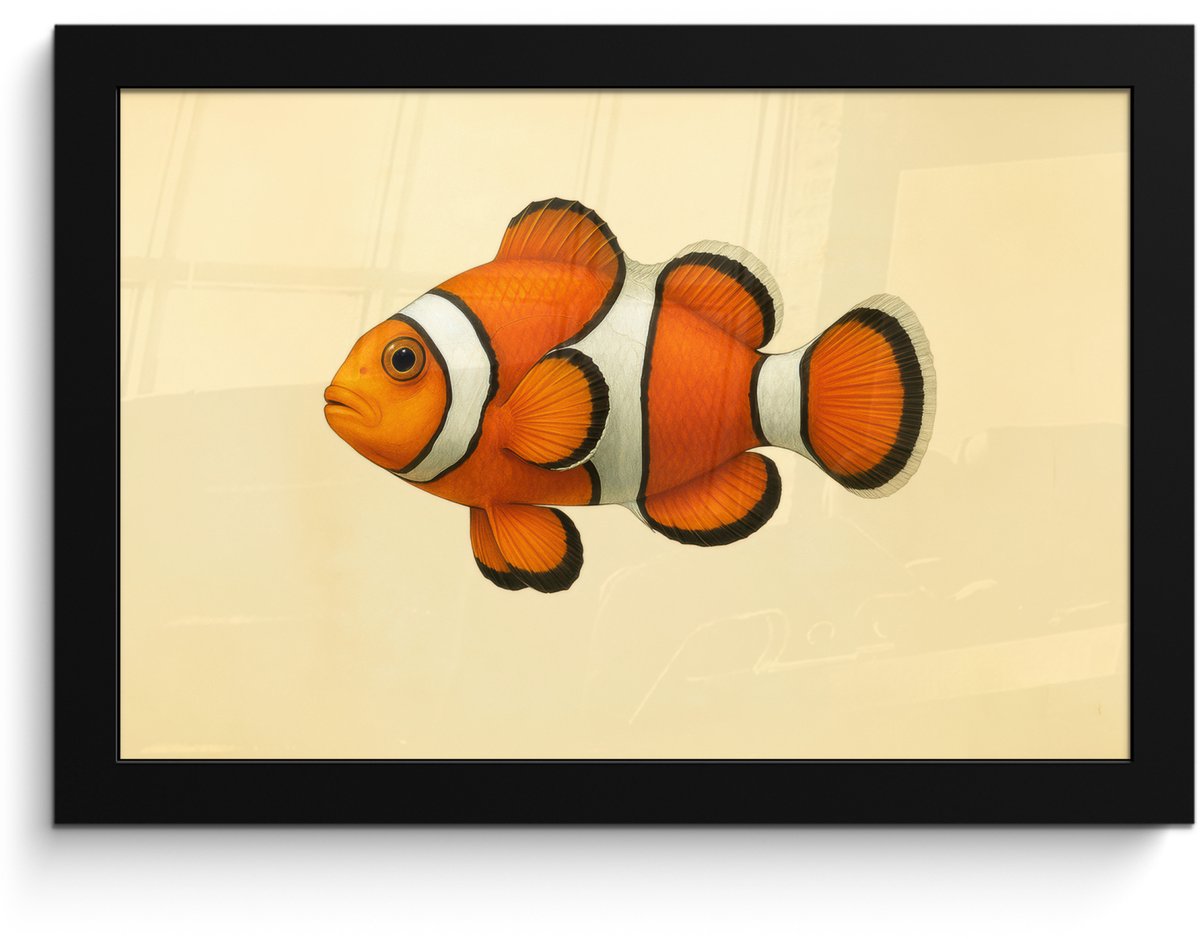 FrameYourWall Poster in lijst - Fotolijst 30x20 cm - Posters - Vis - Oranje - Strepen - Posterlijst zwart - Decoratie - Wanddecoratie woonkamer - Muurdecoratie slaapkamer
