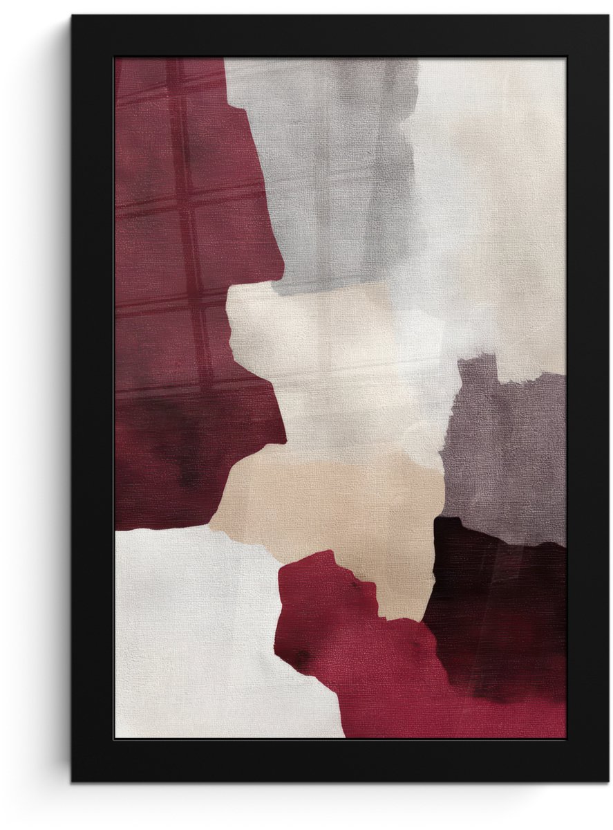 FrameYourWall Poster in lijst - Fotolijst 20x30 cm - Posters - Abstract - Kleurbakken - Rood - Posterlijst zwart - Decoratie - Wanddecoratie woonkamer - Muurdecoratie slaapkamer Abstract - Kleurvlakken