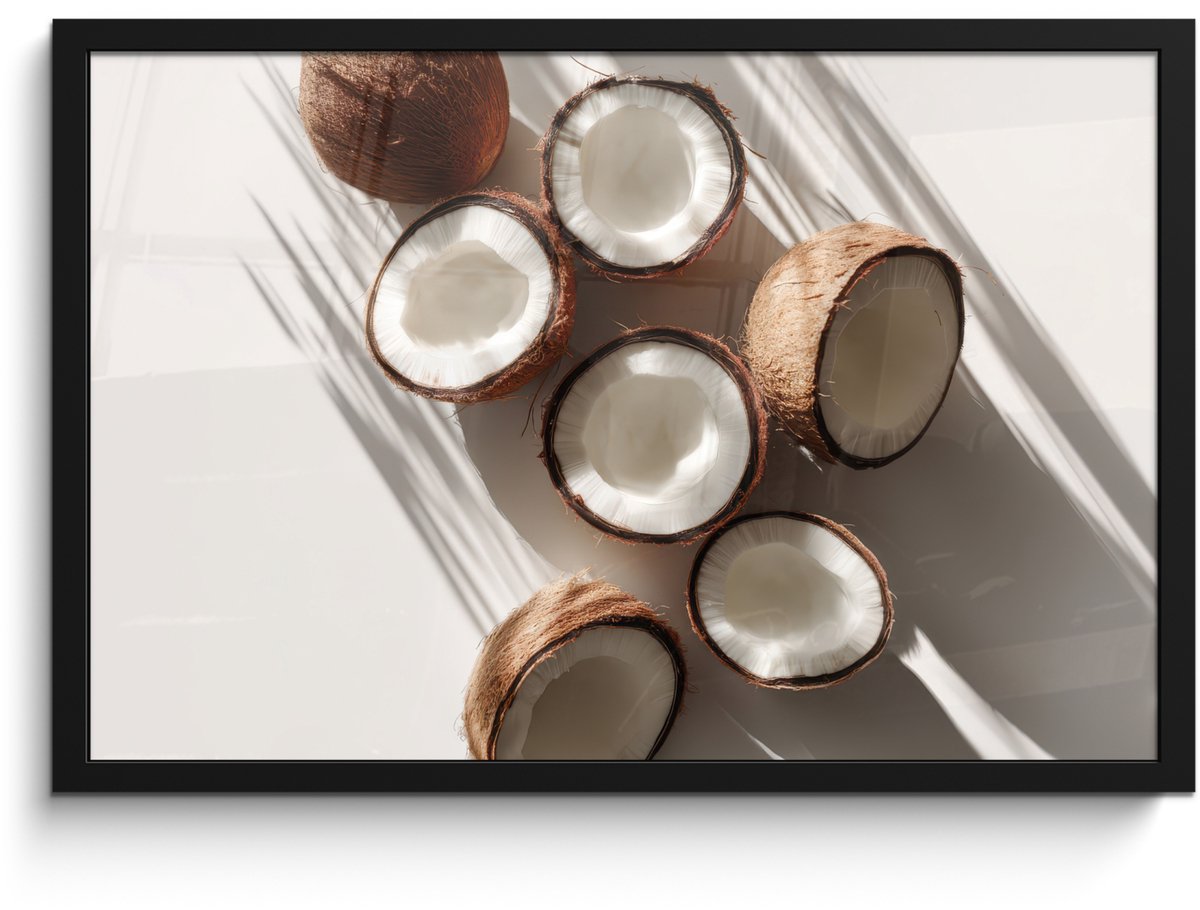 FrameYourWall Poster in lijst - Fotolijst 60x40 cm - Posters - Kokosnoten - Bruin - Shaduw - Posterlijst zwart - Decoratie - Wanddecoratie woonkamer - Muurdecoratie slaapkamer