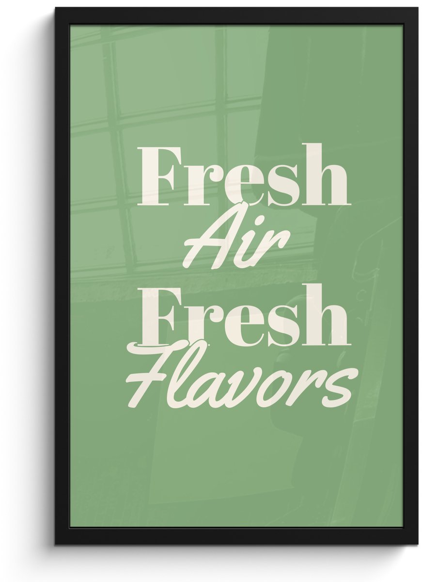 FrameYourWall Poster in lijst - Fotolijst 40x60 cm - Posters - Tekst - Groen - Sierlijk - Letters - Posterlijst zwart - Decoratie - Wanddecoratie woonkamer - Muurdecoratie slaapkamer