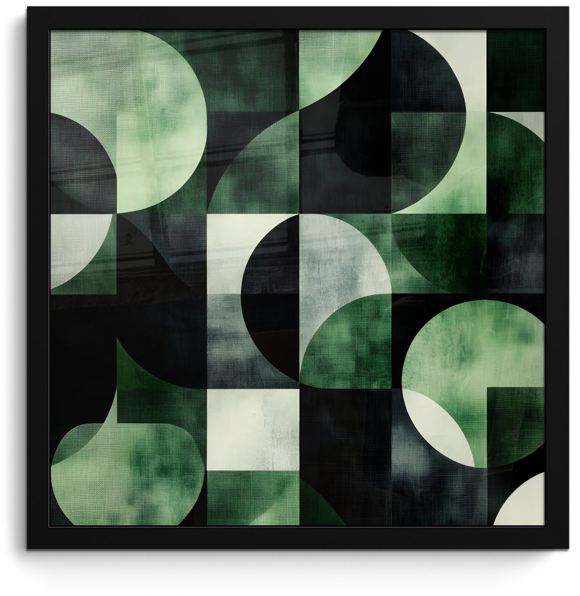 FrameYourWall Poster in lijst - Fotolijst 40x40 cm - Posters - Abstract - Groen - Vormen - Posterlijst zwart - Decoratie - Wanddecoratie woonkamer - Muurdecoratie slaapkamer Abstract - Vormen