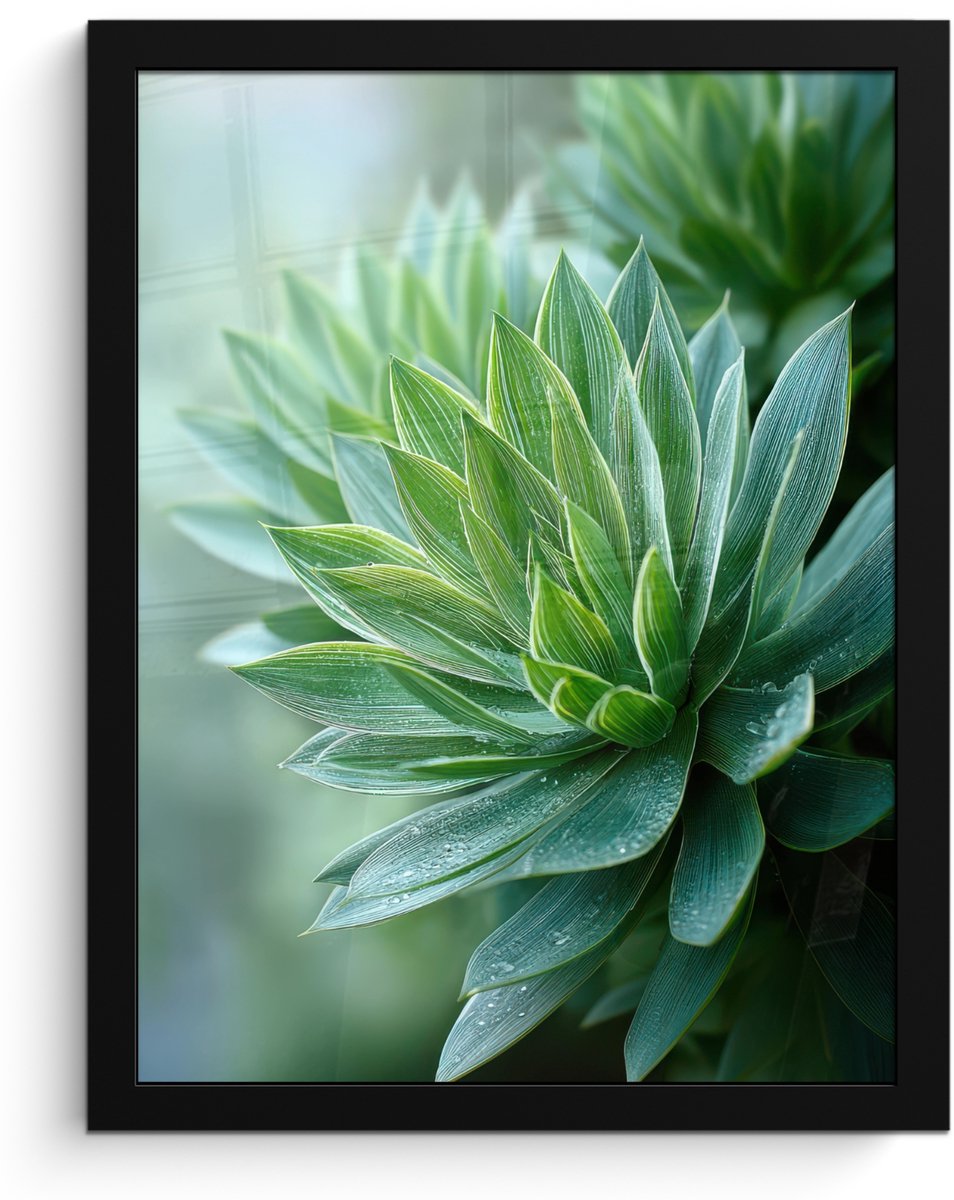 FrameYourWall Poster in lijst - Fotolijst 30x40 cm - Posters - Blad - Plant - Groen - Textuur - Posterlijst zwart - Decoratie - Wanddecoratie woonkamer - Muurdecoratie slaapkamer