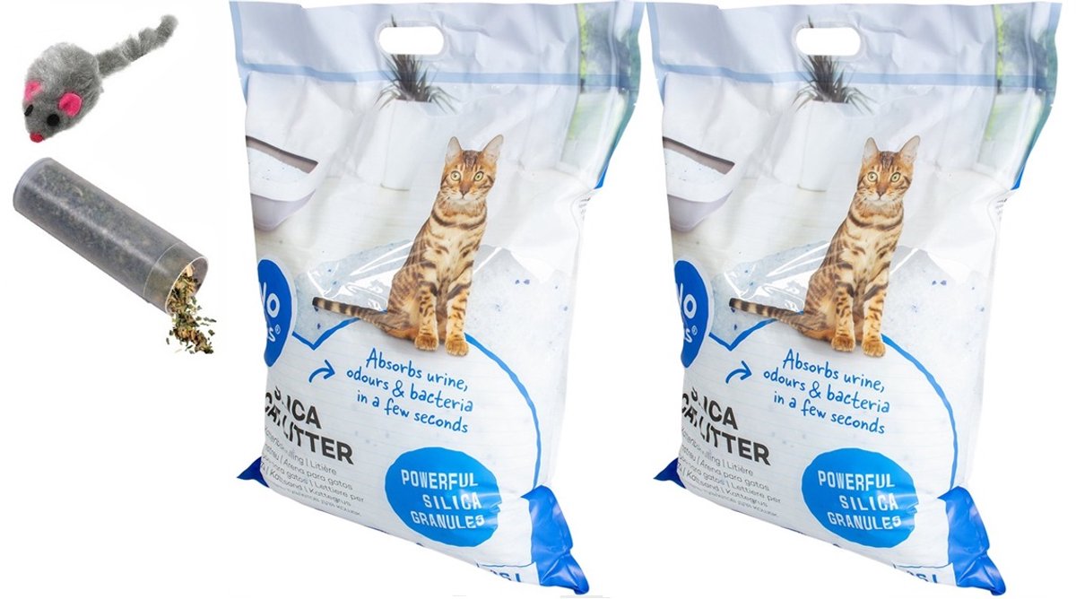Kattenbakvulling - 2 x 16L Voordeelverpakking - Incl. Wol muisje met catnip!