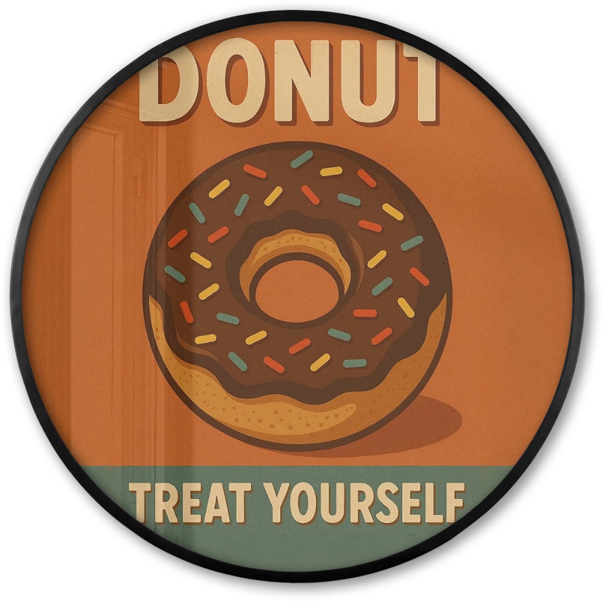FrameYourWall Poster in lijst Rond - Fotolijst 80x80 cm - Posters - Donut - Spikkels - Kleurrijk - Quote - Ronde posterlijst zwart - Decoratie - Wanddecoratie woonkamer - Muurdecoratie slaapkamer