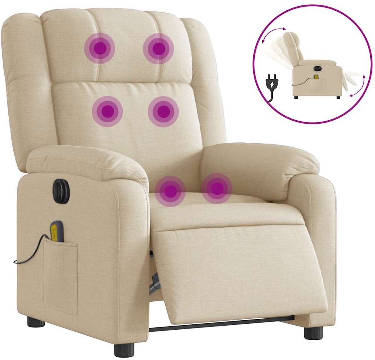 vidaXL Massagestoel Elektrisch Verstelbaar Crèmekleurig