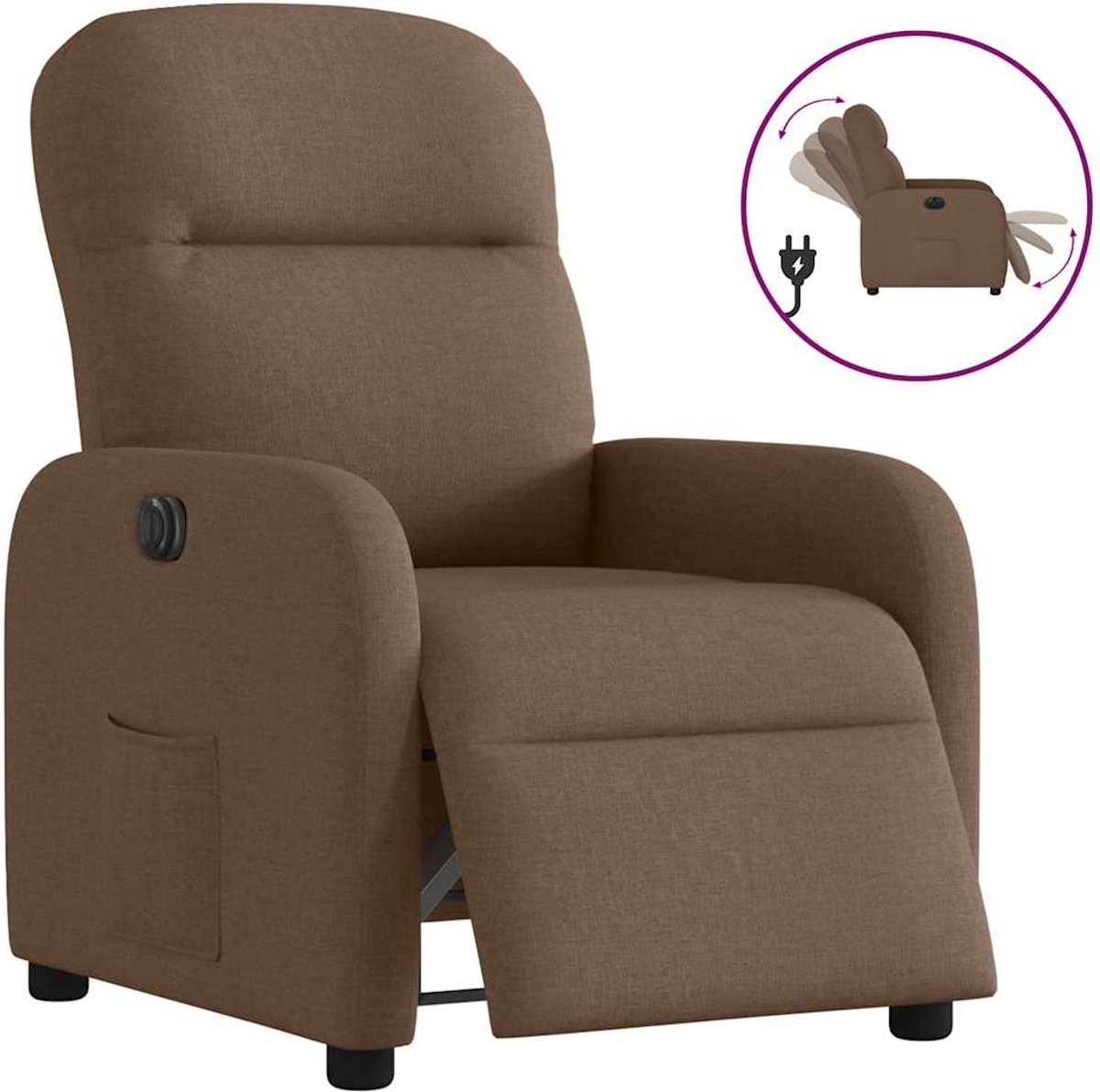 vidaXL Fauteuil - verstelbaar - elektrisch - stof - bruin