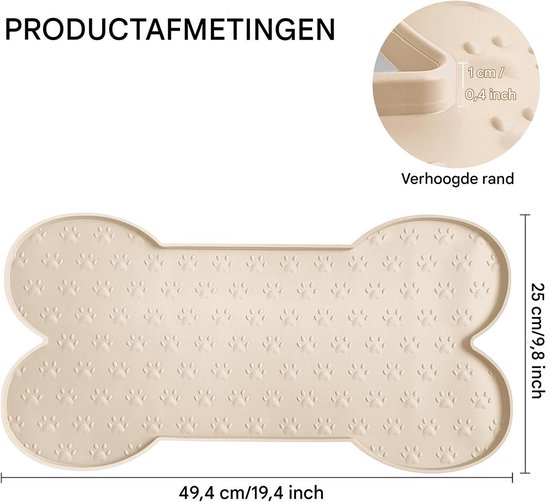 Voedingsmat voor honden, van siliconen, waterdicht, antislip, 25 x 44 cm, voedermat voor katten, in de vorm van een schattige kattenkop, hondenbak ( lichtgrijs, 44 x 25 cm