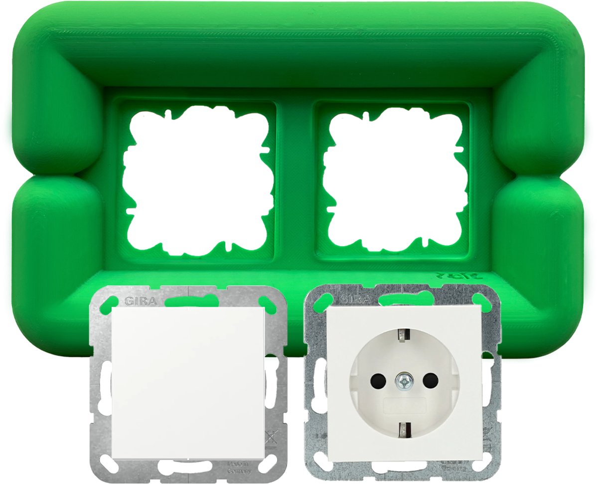 Felt- Stopcontact - Slime green - Big Buoy (double) - 1 stopcontact & 1 lichtschakelaar - Plug frame