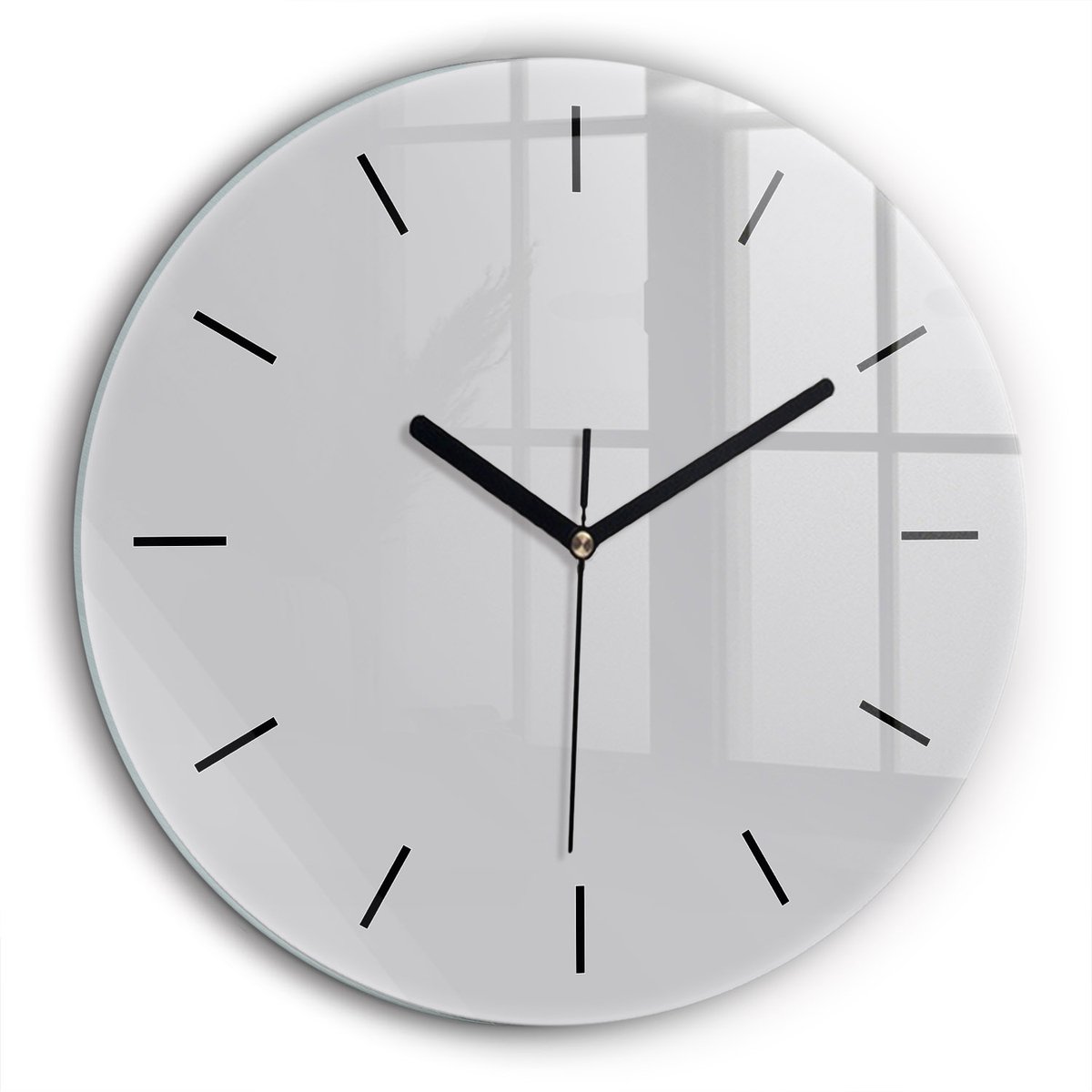Wallfluent Wandklok - Lichtgrijs Ronde Glazen Klok - 60 cm x 60 cm - Lichtgrijs Wandklok - Zwarte Handen - Wandklok Zonder Cijfers - Kinder Wandklok Glas - Ronde Glazen Wandklok - Industrieel Wandklok - Ronde Glas Klok