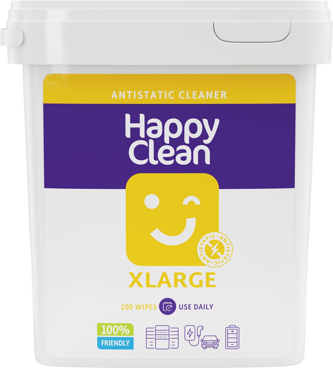 Happy Clean Antistatische Vochtige doekjes - Bulk 200 stuks - ESD Veilig - Veilig reinigen van gevoelige en kwetsbare systemen en kunststof - Vervanger voor anti statische spray