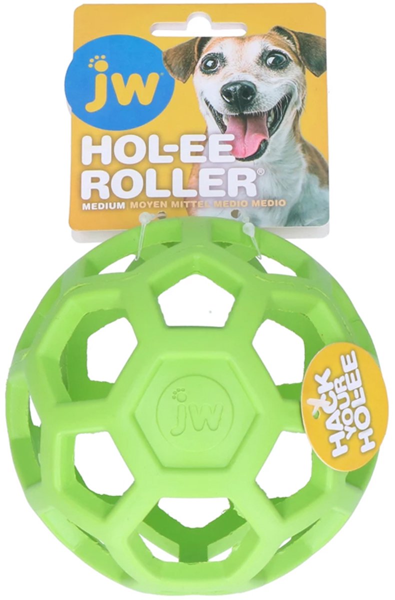 JW HOL-EE ROLLER – Hondenspeeltje - Hondenspeelgoed - Hondenbal - M - Ø 11.5 cm - Natuurrubber - Blauw