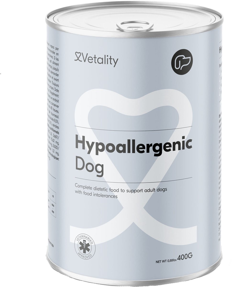 Vetality Hypoallergeen Hondenvoer - 24 x 400 gram - Hondenvoer Blik - Licht Verteerbaar Hondenvoer - Voor Pups vanaf 14 Weken en Volwassen Honden - Voordeelverpakking