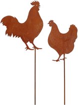 3 Stuks, Van Hars, Grappige Kippen Figuren Voor In De Tuin
