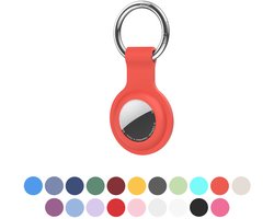 JUALL Sleutelhanger Geschikt voor Apple AirTag (2) - Beschermende Siliconen Houder & Hoesje - Oranje