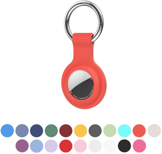 JUALL Sleutelhanger Geschikt voor Apple AirTag - Siliconen Houder, Hoesje, Hanger - Oranje