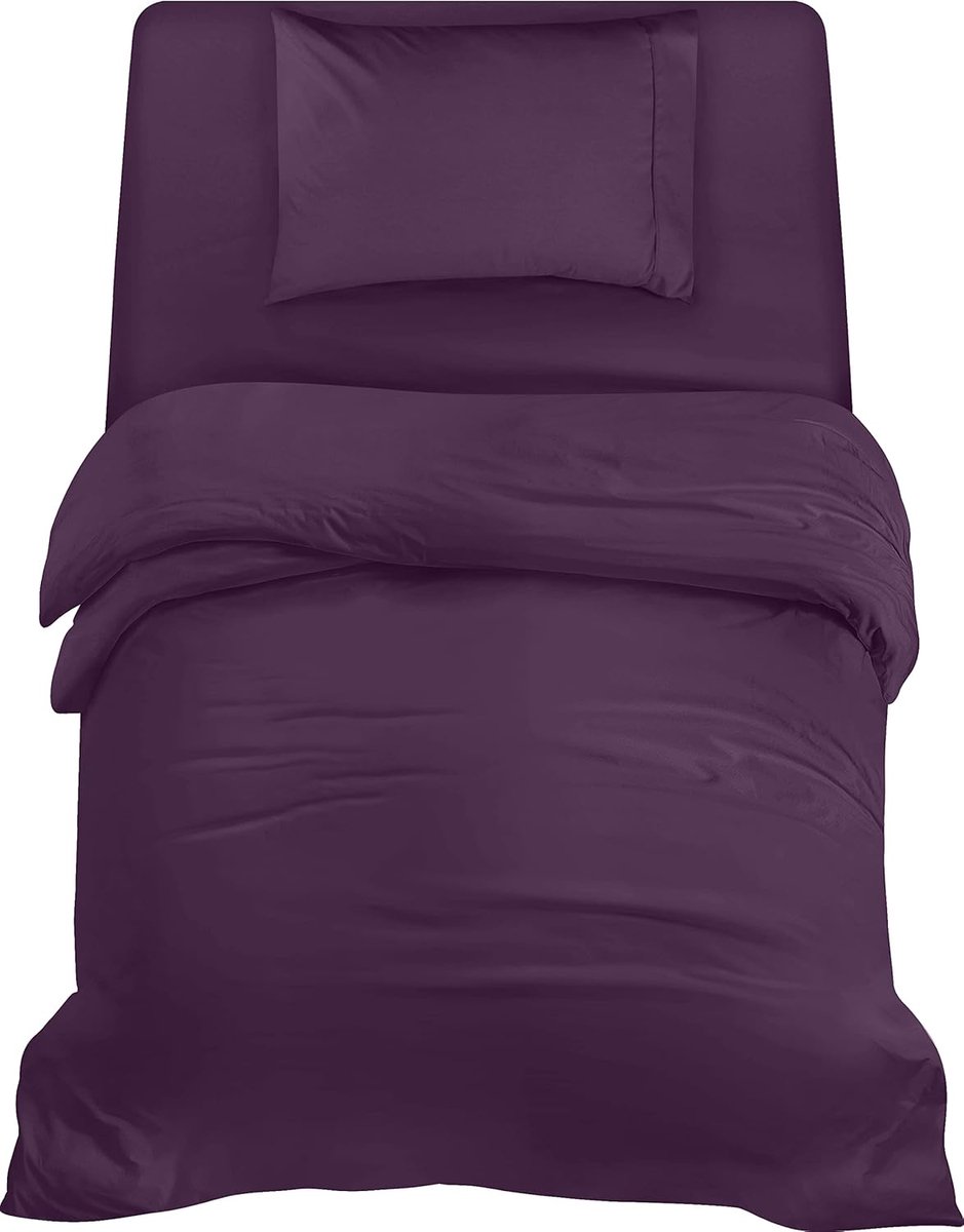 Azalia Beddengoed set - Geborsteld Microvezel Polyester - Dekbedovertrek (135x200cm), Hoeslaken (90x190cm) met Kussensloop (50x75cm), Paars