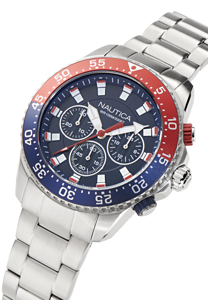 Nautica Nautica One Quartz Analoog Horloge Zilverkleurig Material 100% Roestvrij Staal 100% Acero Inoxidablearmband 45 mm NAPNOF503, NAPNOF504