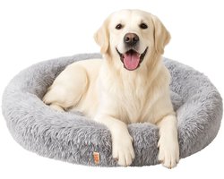 Lizzy & Lola - Fluffy Hondenmand Donut – 100 cm rond – Grijs – Extra Zacht & Wasbaar