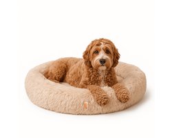 Lizzy & Lola - Fluffy Hondenmand Donut – 100 cm rond – Beige – Extra Zacht & Wasbaar