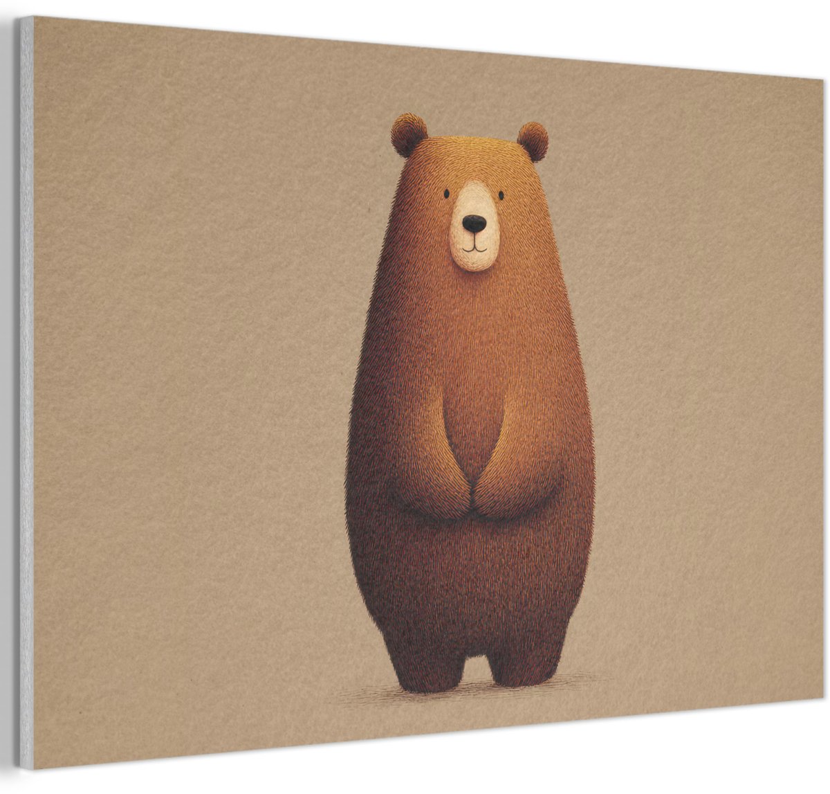 Akoestisch wandpaneel 90x60 cm - Vilt schilderij Beer - Minimalistisch - Bruin - Akoestische panelen - Geluidsdempende wanddecoratie - Geluidsisolatie woonkamer - Muurdecoratie geluidspanelen