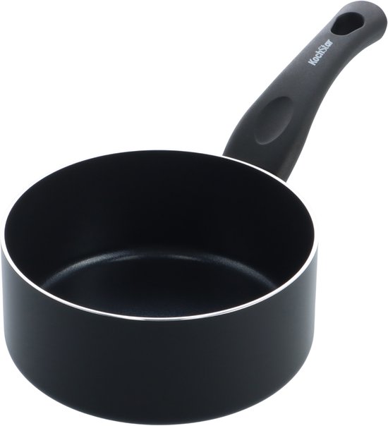 Kochstar Essenz Casserole en céramique 16 cm - 1,29 L - Sans PFAS - Casserole pour induction - Poêle pour induction - Revêtement antiadhésif en céramique - Poignée refroidissante - Passe au four jusqu'à 130 °C - Zwart