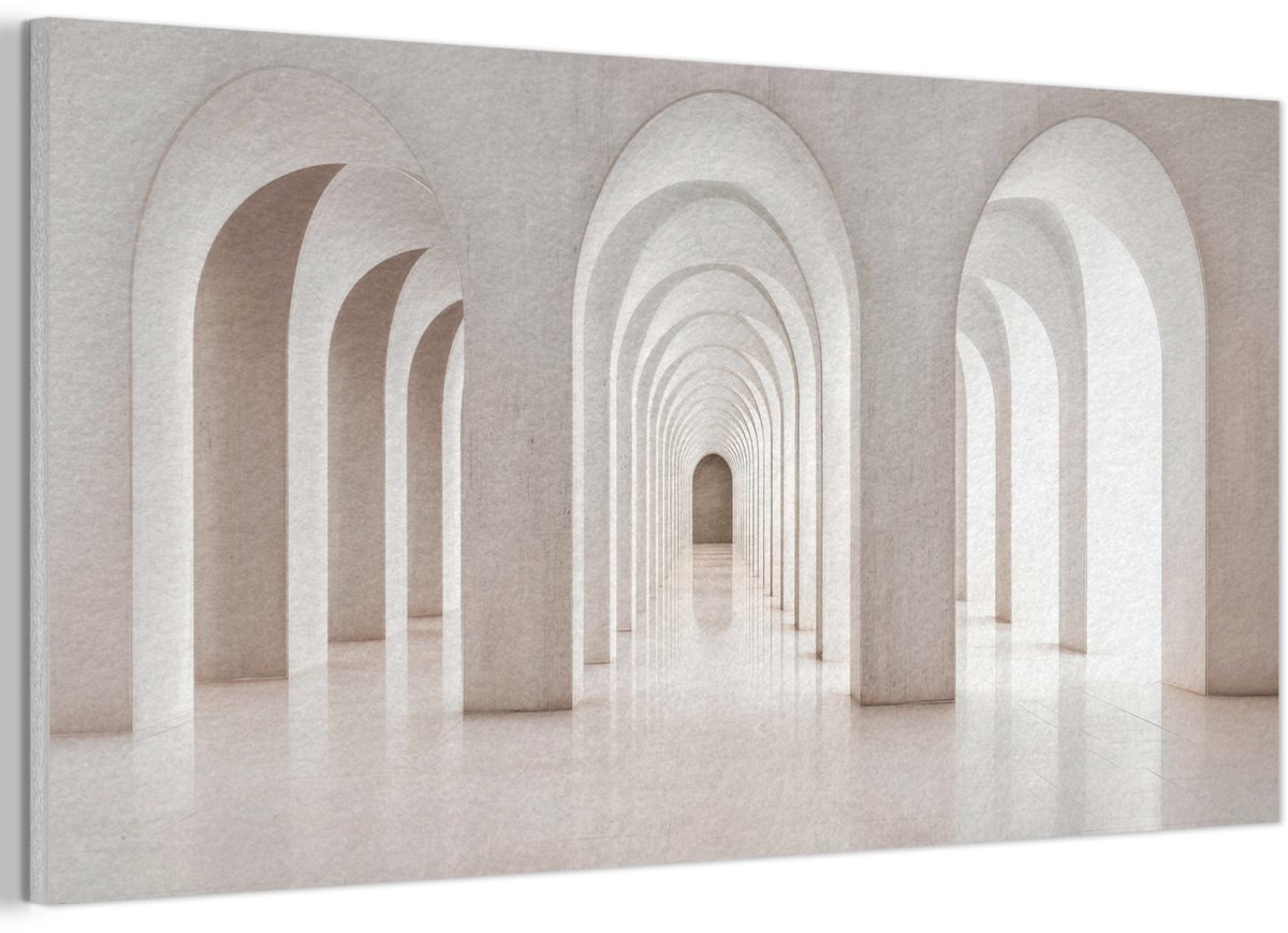 Akoestisch wandpaneel 80x40 cm - Vilt schilderij Hal - Bogen - Symmetrisch - Modern - Akoestische panelen - Geluidsdempende wanddecoratie - Geluidsisolatie woonkamer - Muurdecoratie geluidspanelen