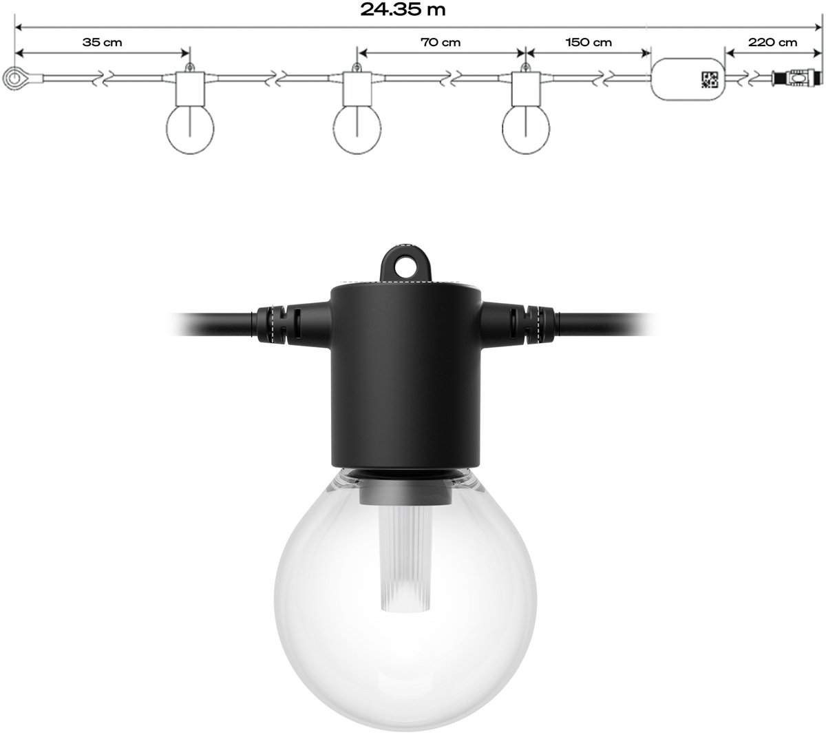 Philips Hue Festavia outdoor lichtsnoer met globe-lampen - 21 meter