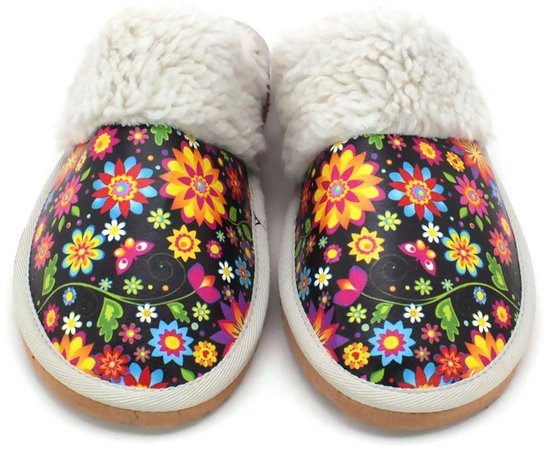 Pantoufles pour femmes Goby Blooming Beauty - Cuir vegan - Handgemaakt - Taille 39