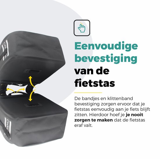 Voltano Dubbele Fietstas Rolltop Luxe E-bike - Zwart / Donkerblauw - 48 Liter - 100% Waterdicht - Fietstassen Elektrische Fietsen van Voltano — afbeelding 4