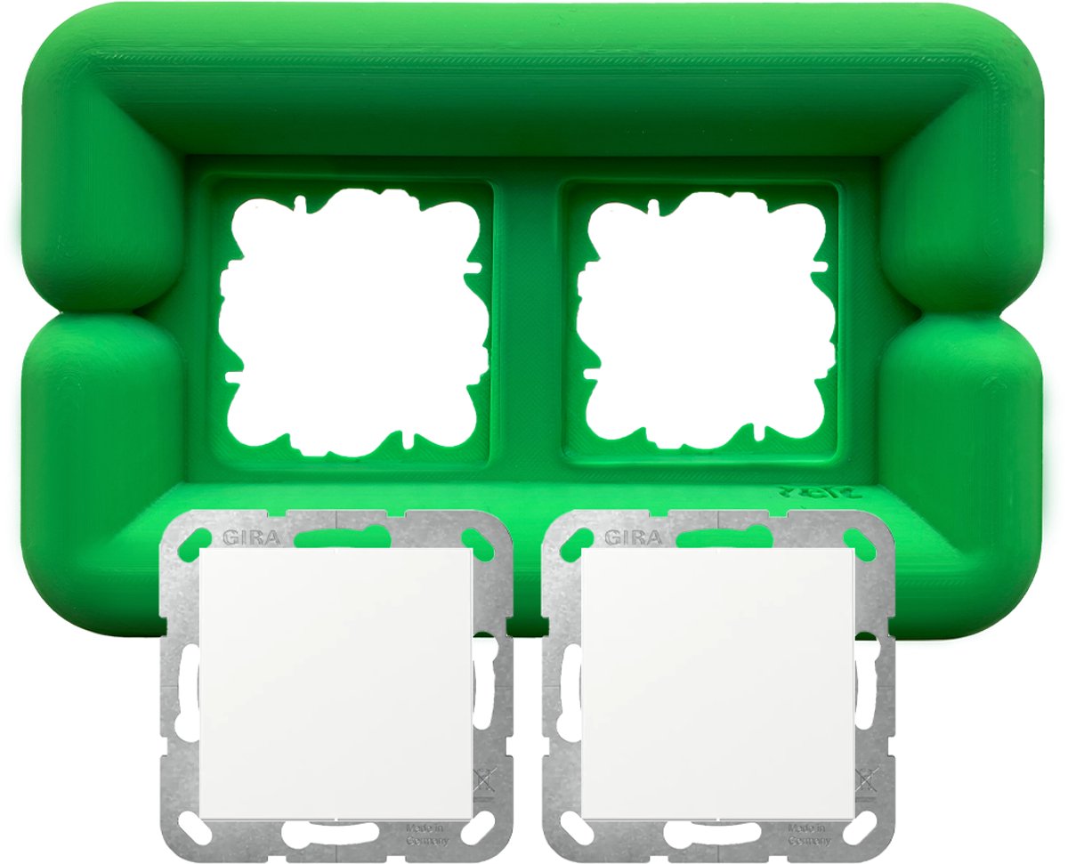 Felt- Stopcontact - Slime green - Big Buoy (double) - 2 lichtschakelaars - Plug frame