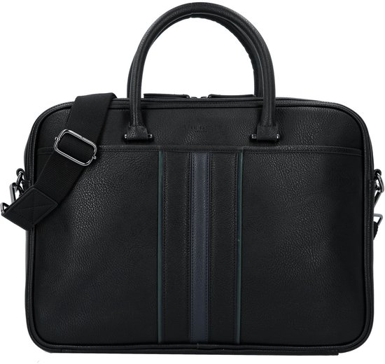 Sac d'affaires Ted Baker pour ordinateur portable avec compartiment pour ordinateur portable Kenriik Stripe PU Document Bag Noir noir