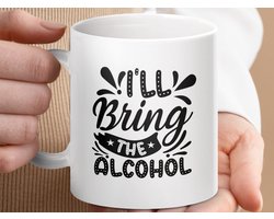 Mok Ik breng de Alcohol, Grappige Wijnliefhebber mok, Party Time Drink Mok, Alcoholische Drank mok, Cadeau voor haar, Verjaardag mok