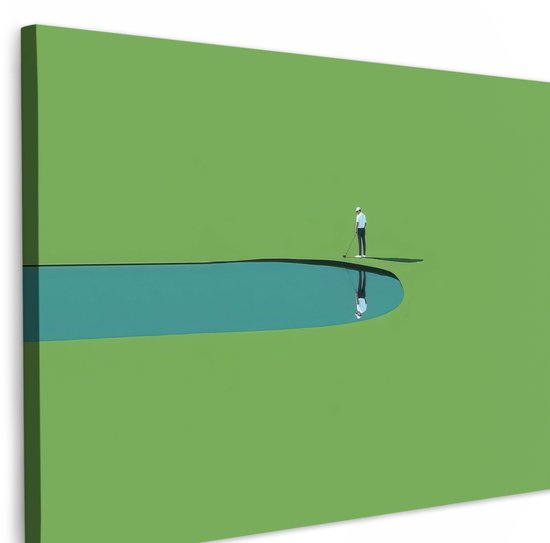 Tableau sur toile 120x80 cm - Décoration murale Personne - Golf - Water - Blauw - Décoration murale murale salon - Décoration chambre - Accessoires chambre - Peintures sur toile