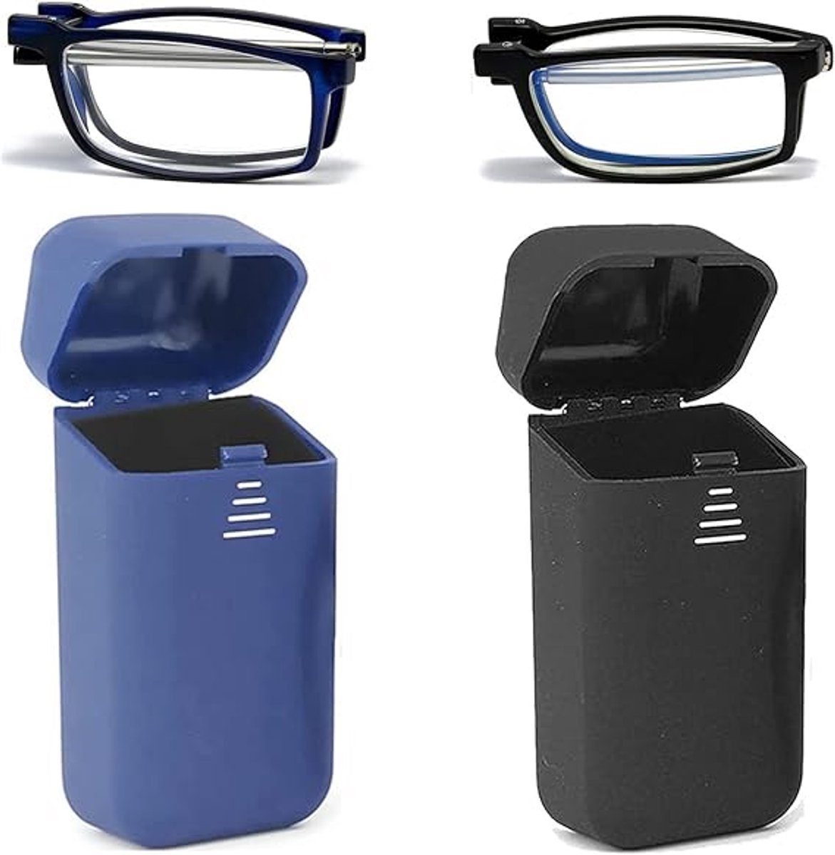 2 paar opvouwbare leesbrillen voor mannen en vrouwen, blauwlichtfilter, leeshulpmiddel, ultralicht, met harde etui, gemakkelijk te dragen, 2,50