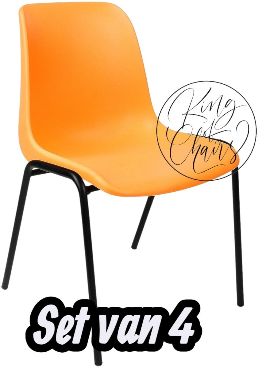 Kantinestoel Helene Oranje -set van 4- zwart onderstel kantinestoel stapelstoel kuipstoel vergaderstoel tuinstoel kantine stoel stapel stoel tuin stoel kantinestoelen stapelstoelen kuipstoelen arenastoel schoolstoel bezoekersstoel Everardo