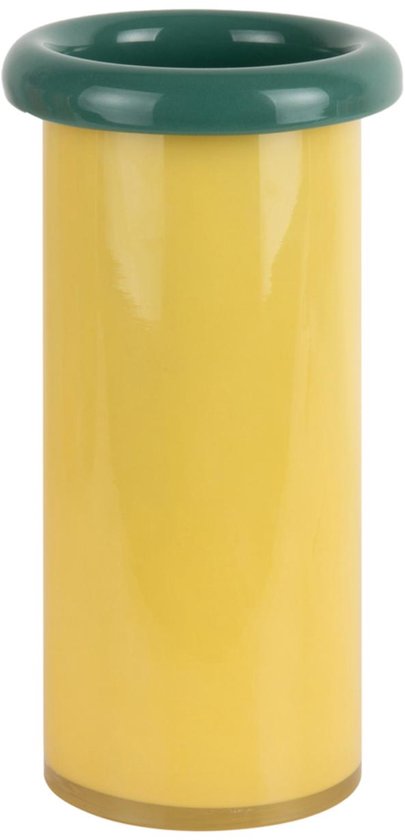 Present Time Vase Plegado S - Jaune - 12x12x23.5cm - Verre - Vase à fleurs - Décoration d’intérieur - Vase décoratif pour salon ou chambre à coucher
