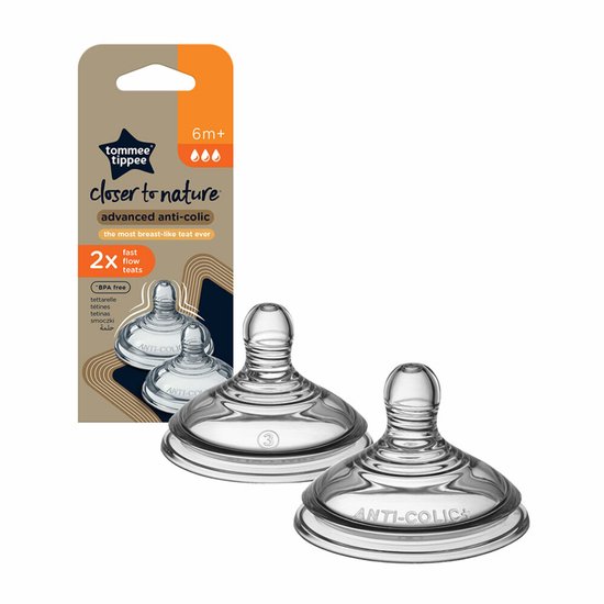 Tommee Tippee - Closer to Nature Fast Flow Teats Speen 6m+ - 2 x 2 stuks - Voordeelverpakking — afbeelding 2