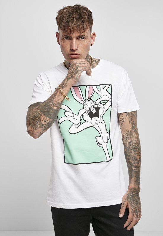Merchcode Looney Tunes - Looney Tunes Bugs Bunny Funny Face Heren T-shirt - S - Wit