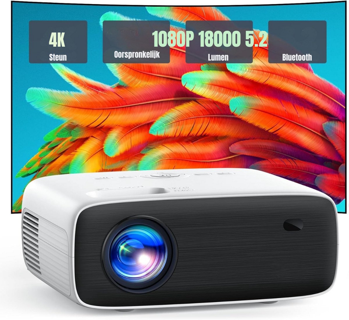 SCH® Draagbare beamer - Beamer - Projector - Mini Beamer - Wit - 22cm x 17cm x 9cm