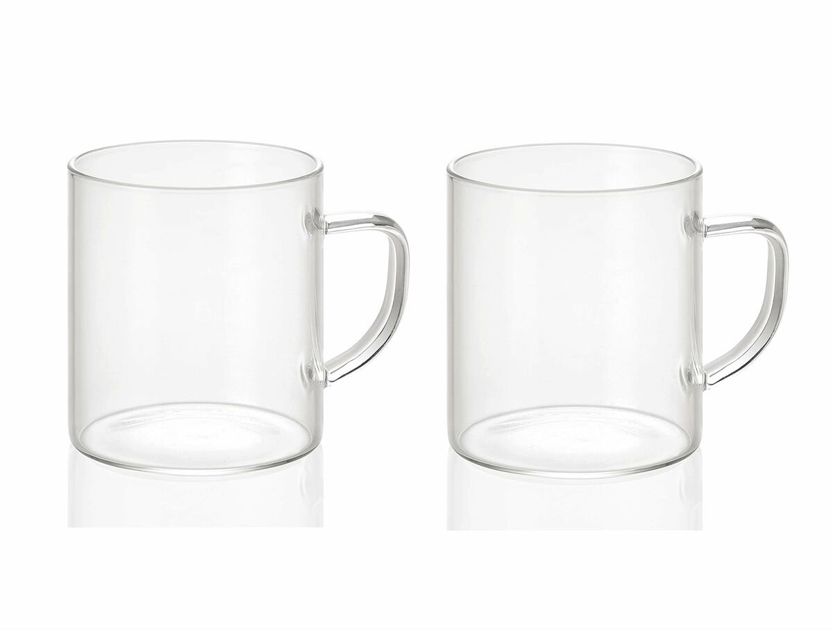 Set van 2 mokken Andrea House ms19209 Transparant Glas 300 ml 2 x 300 ml Ø 7,5 x 8,5 cm