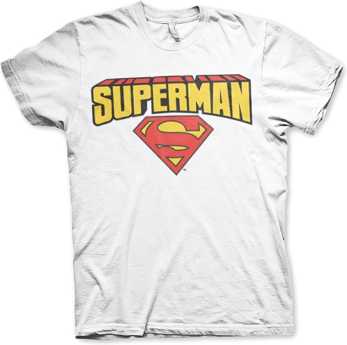 DC Comics Superman Heren Tshirt -L- Blockletter Logo Wit