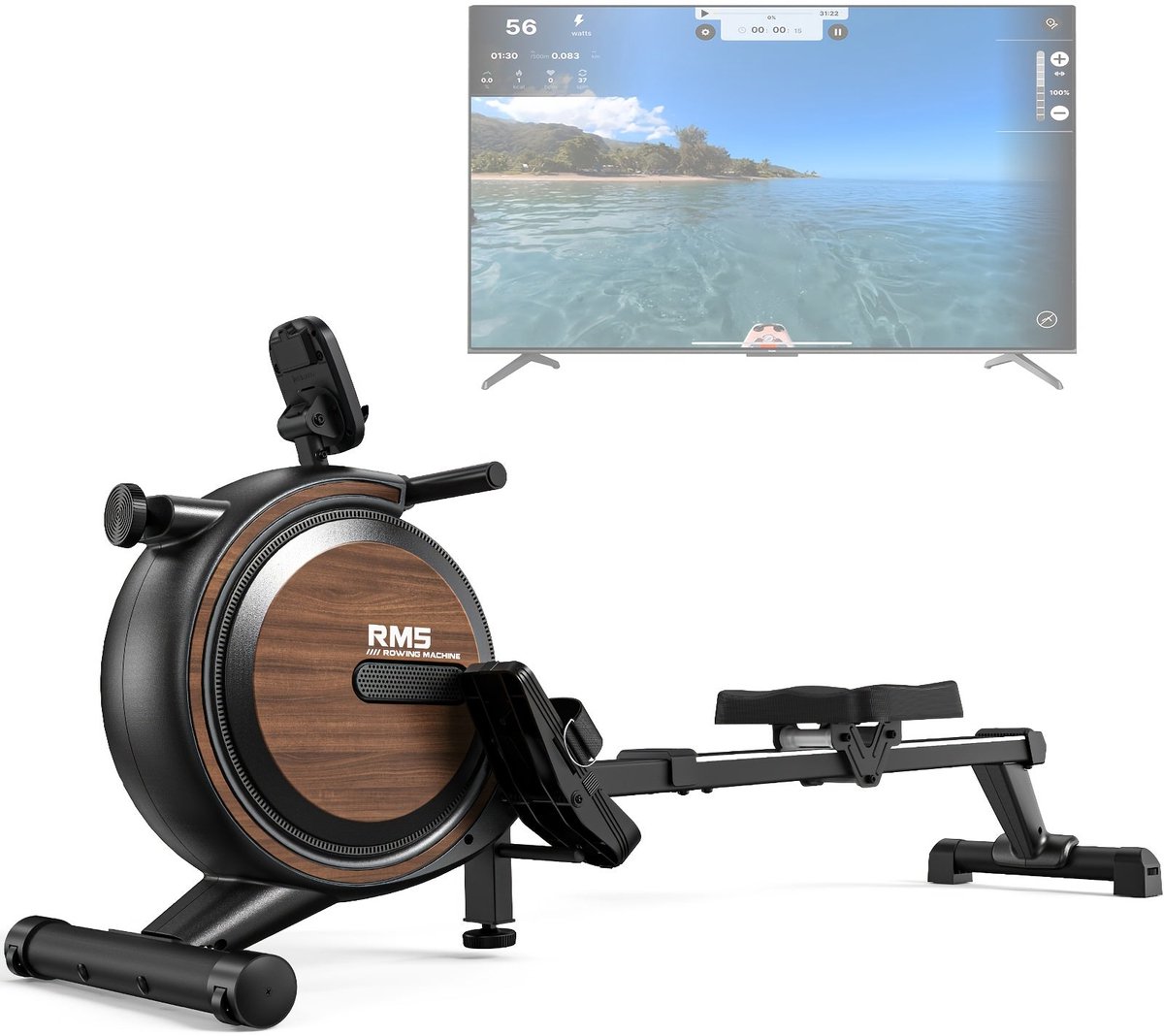 Roeimachine – Roeitrainer – Fitness Roeier – Magnetische Roeiapparaat – Thuisgym Roeimachine – 16 Weerstandsniveaus – Gewichtscapaciteit 150 kg – Draadloze Bediening – Stille Workout – Zwart - Roeimachine - €359,99