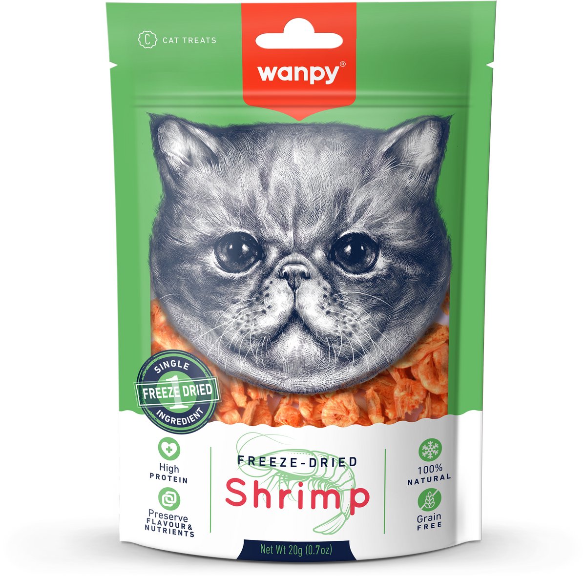 Wanpy gevriesdroogde garnalen 3x 20 gr
