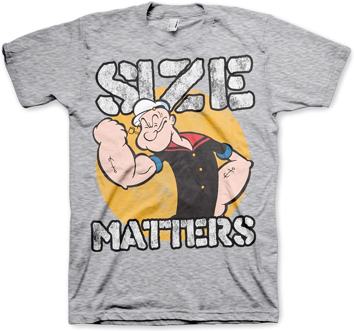 Popeye Size Matters T-Shirt Heather-Grey-S