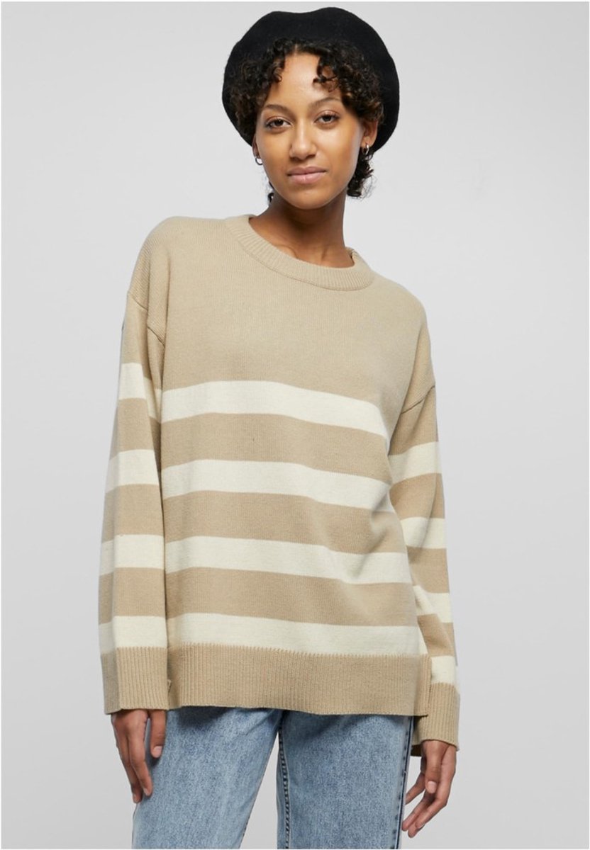 Urban Classics Striped Knit Crewneck sweater/trui S Beige