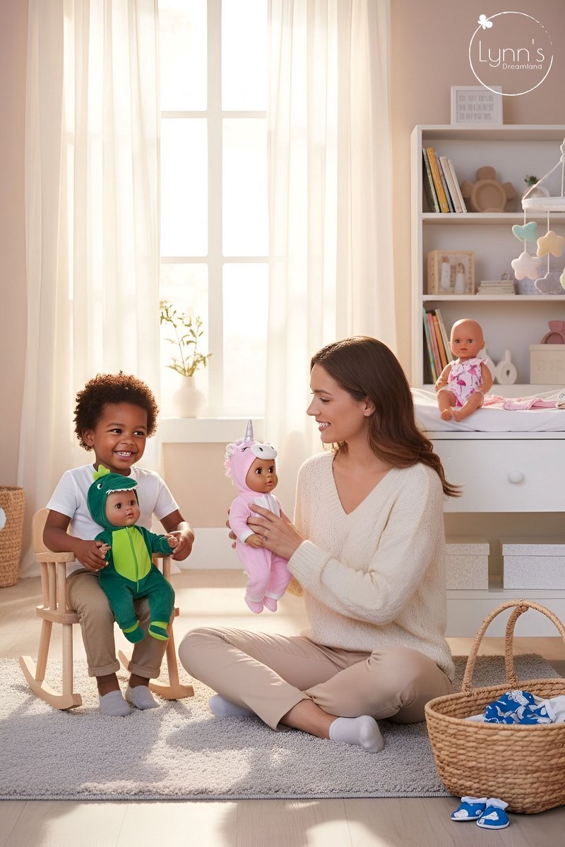 Poppenkleertjes voor babypop 43 cm - Roze flamingo badpak - In cadeauzakje - Poppenkleding geschikt voor o.a. Baby Born pop — afbeelding 3