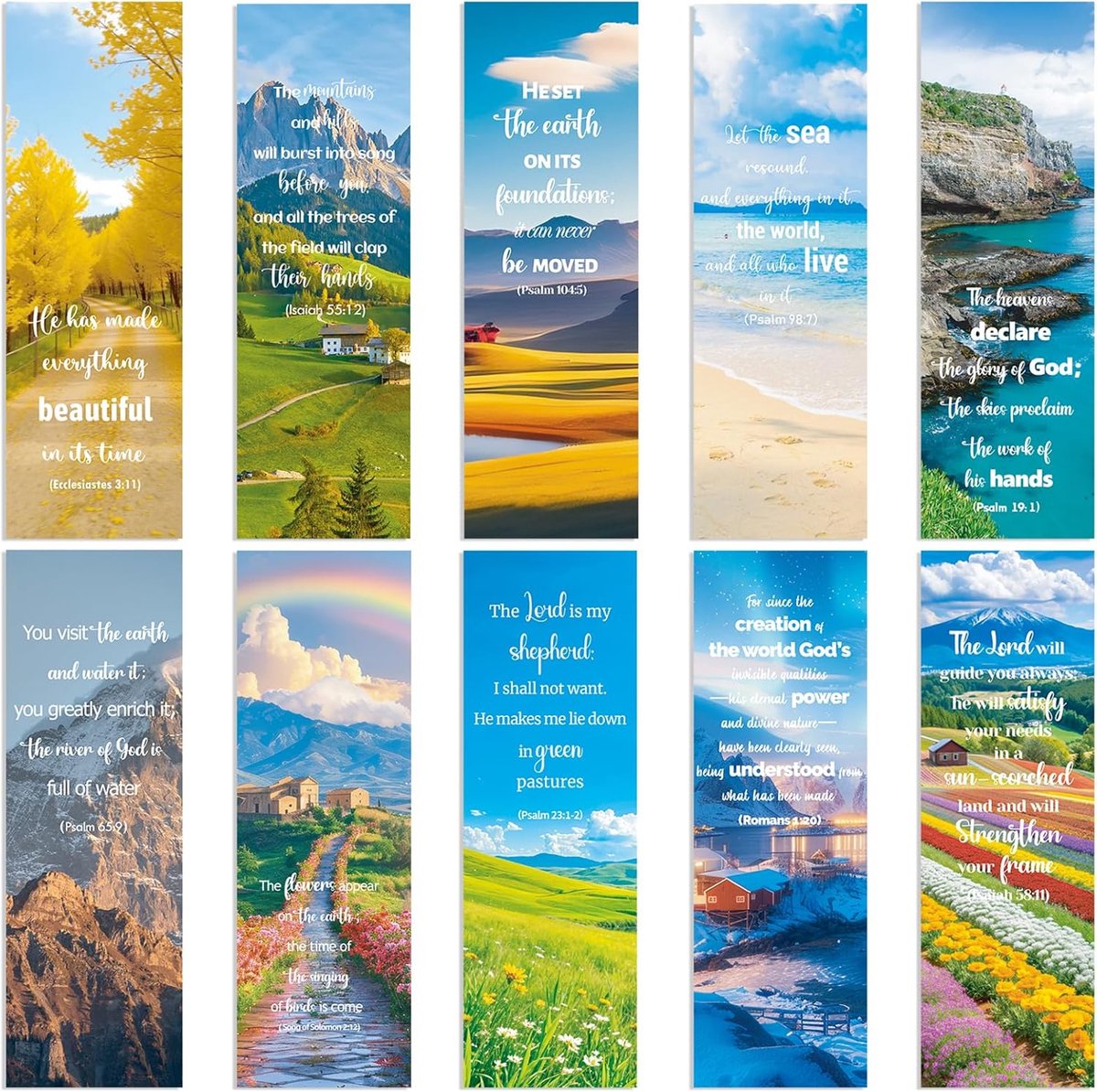 30 Stuks Bijbelverzen Bladwijzers – Boekenlegger Dubbelzijdig – Christelijke Inspirerende Citaten – Boekenleggers Christelijk - Liniaalontwerp – 10 Stijlen – 15x5 cm