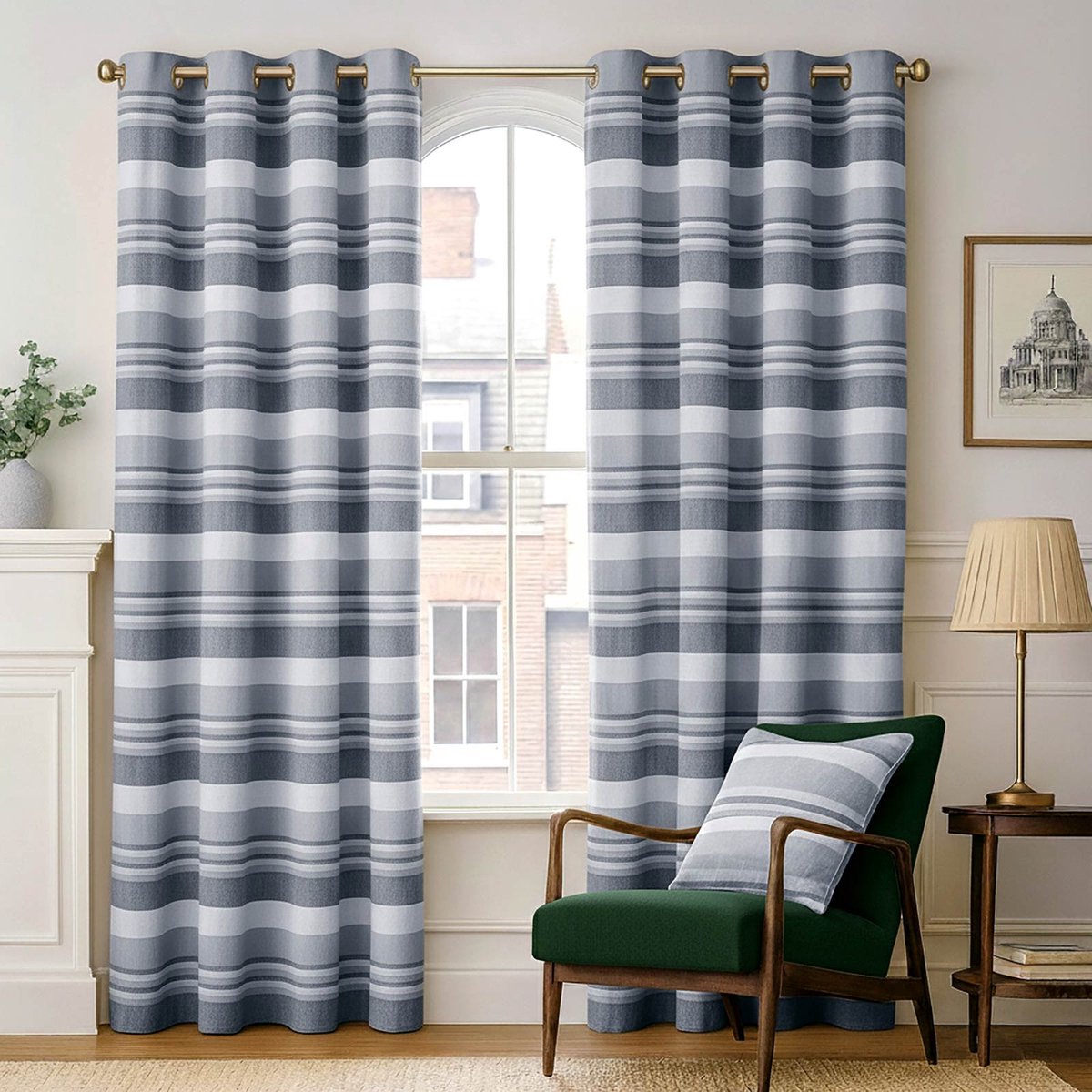 Homescapes gordijnen met oogjes Marokko monochroom in een set van 2, 182 x 167 cm Zwart-Wit