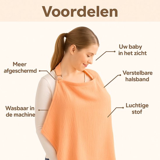 Joya Kids® Verstelbare Borstvoedingsdoek - Voedingsdoek - Uitwasbaar - Borstvoeding - Doek - Babydoek - Mousseline - Ademend - Zwart van Joya Kids — afbeelding 2